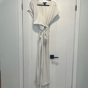 Pinstripe Wrap Jumpsuit